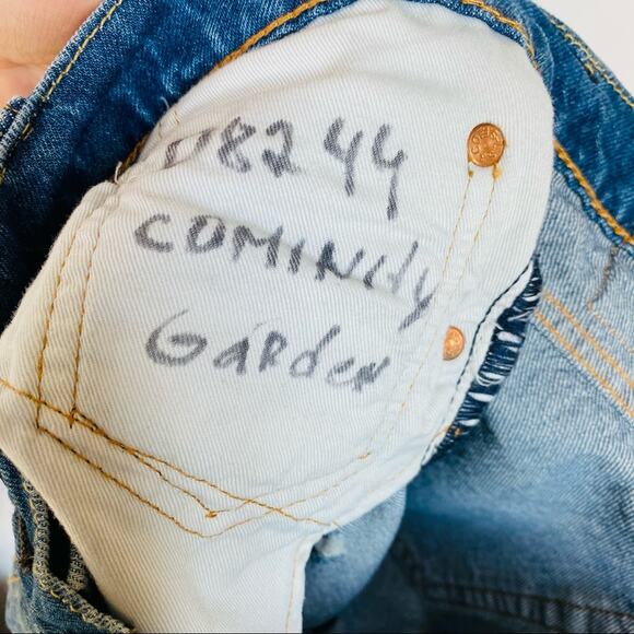 MENS LEVIS Vintage 32 x 30 Big E Blue Patchwork Denim Jeans Slim Skinny Straight - Picture 7 of 10